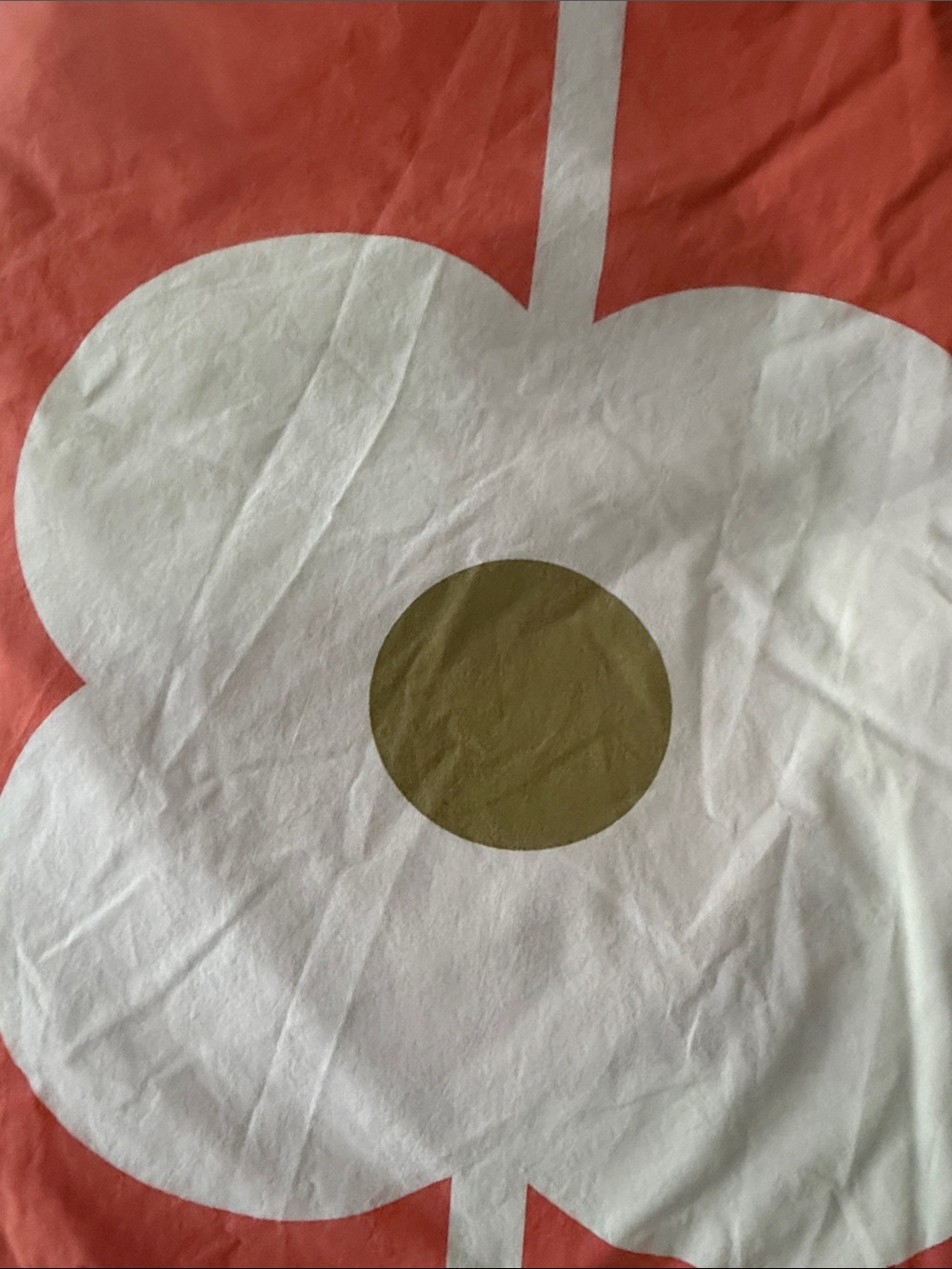Orla Kiely Coral, White & Olive Graphic Flower King Duvet Cover and Two Shams